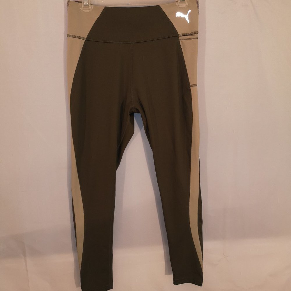 Puma Ladies Size Medium Dark Green, Pink, & Sage Green Full Length Leggings
